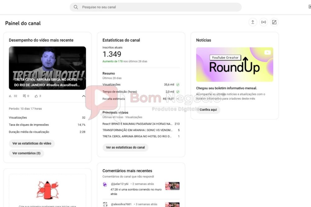 CANAL DO YOUTUBE DE 1K MONETIZADO - VARIADO (COD-336)