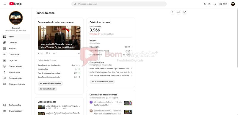 CANAL DO YOUTUBE DE 4K MONETIZADO - HISTÓRIAS (COD-337) - Imagem 3