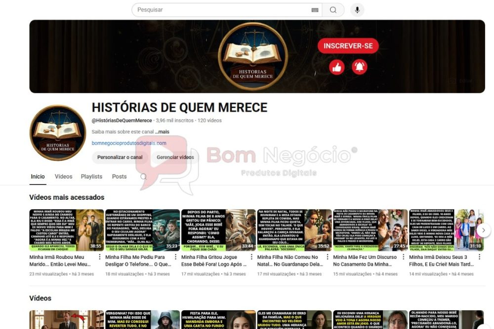 CANAL DO YOUTUBE DE 4K MONETIZADO - HISTÓRIAS (COD-337)