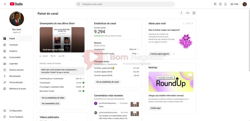 CANAL DO YOUTUBE DE 9K NÃO MONETIZADO - ENTRETENIMENTO (COD-339) - Imagem 2