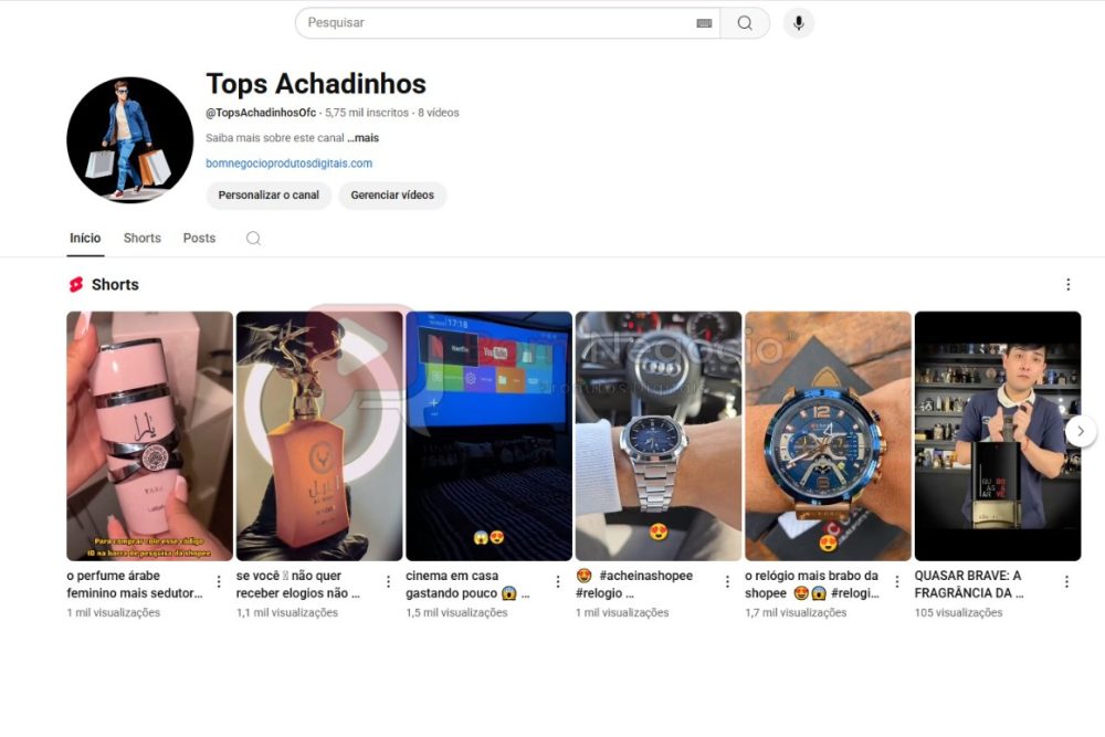 CANAL DO YOUTUBE DE 5K NÃO MONETIZADO - ACHADINHOS (COD-341)