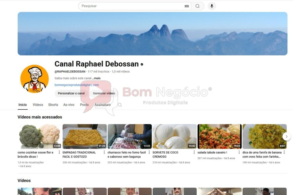 CANAL DO YOUTUBE DE 117K MONETIZADO - CULINARIA (COD-343)