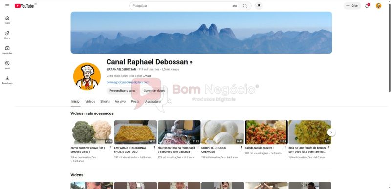 CANAL DO YOUTUBE DE 117K MONETIZADO - CULINARIA (COD-343)