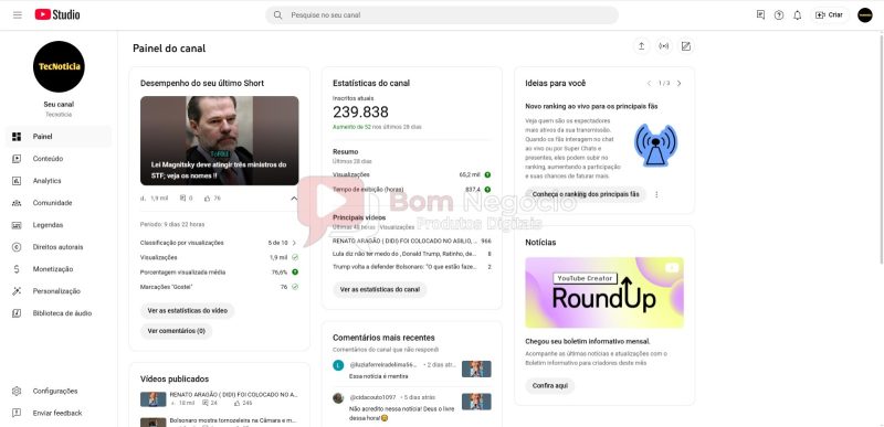 CANAL DO YOUTUBE DE 239K NÃO MONETIZADO - NOTICIAS (COD-344) - Imagem 2