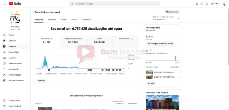 CANAL DO YOUTUBE DE 33K NÃO MONETIZADO - SERTÃO (COD-348) - Imagem 3