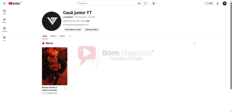 CANAL DO YOUTUBE DE 113K NÃO MONETIZADO - ENTRETENIMENTO (COD-349)