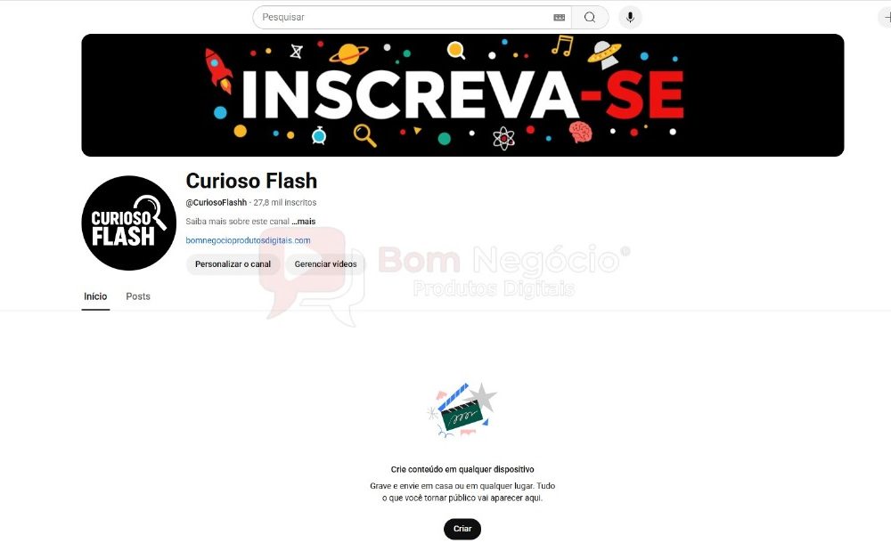 CANAL DO YOUTUBE DE 27K NÃO MONETIZADO - CURIOSIDADES (COD-352)