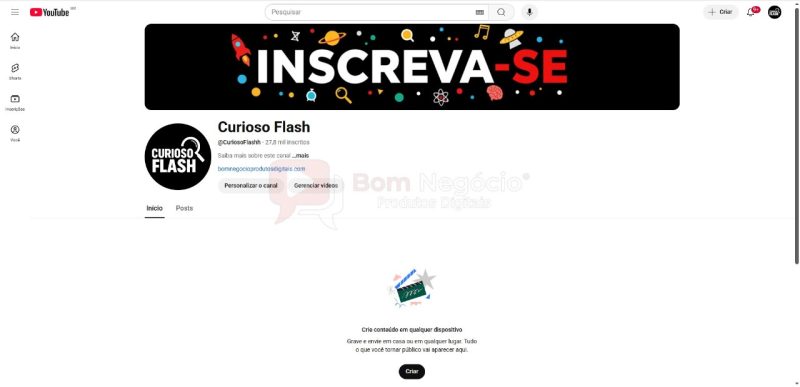 CANAL DO YOUTUBE DE 27K NÃO MONETIZADO - CURIOSIDADES (COD-352)