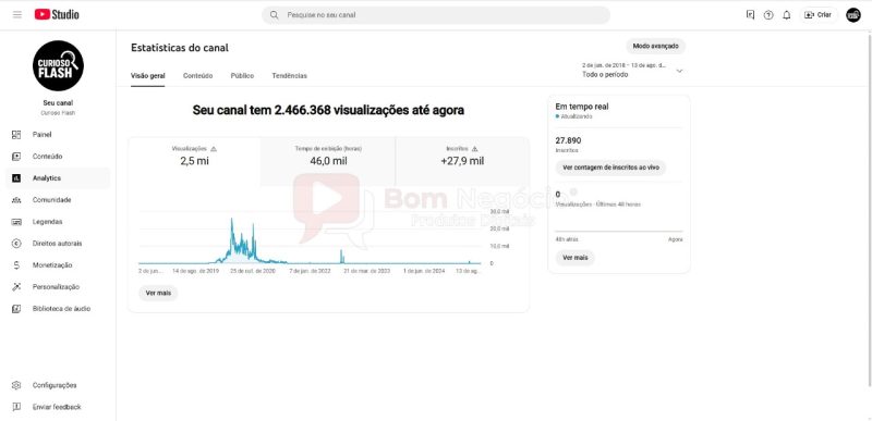 CANAL DO YOUTUBE DE 27K NÃO MONETIZADO - CURIOSIDADES (COD-352) - Imagem 3