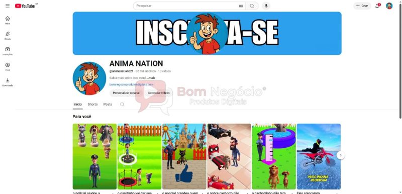 CANAL DO YOUTUBE DE 35K NÃO MONETIZADO - ENTRETENIMENTO (COD-353)