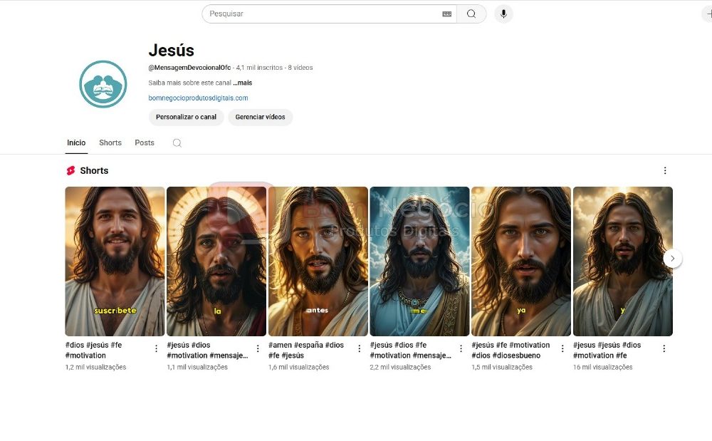 CANAL DO YOUTUBE DE 4K NÃO MONETIZADO - RELIGIÃO (COD-354)
