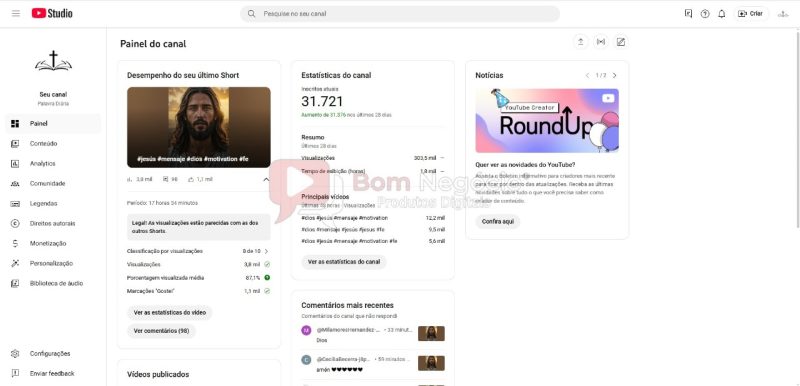 CANAL DO YOUTUBE DE 32K NÃO MONETIZADO - RELIGIÃO (COD-355) - Imagem 2
