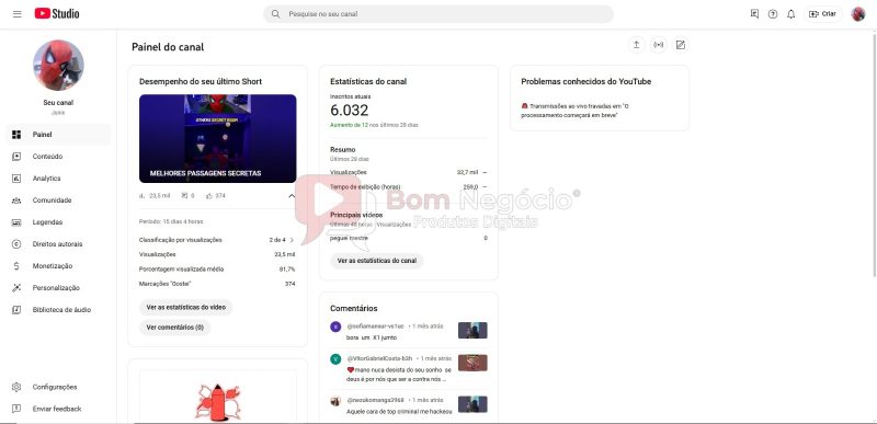 CANAL DO YOUTUBE DE 6K NÃO MONETIZADO - ENTRETENIMENTO (COD-364) - Imagem 2