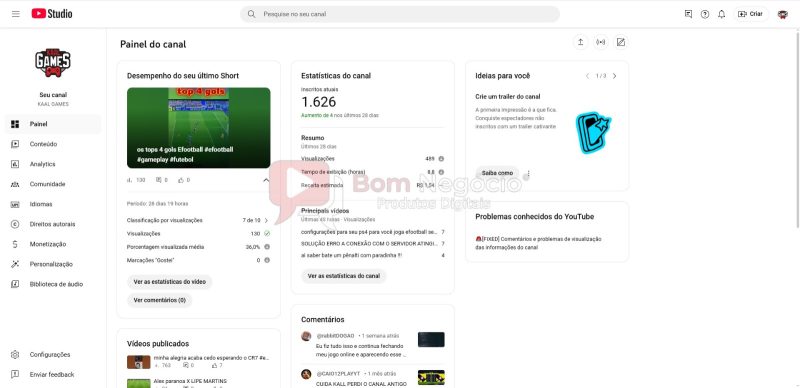 CANAL DO YOUTUBE DE 1K MONETIZADO - GAMES (COD-367) - Imagem 2