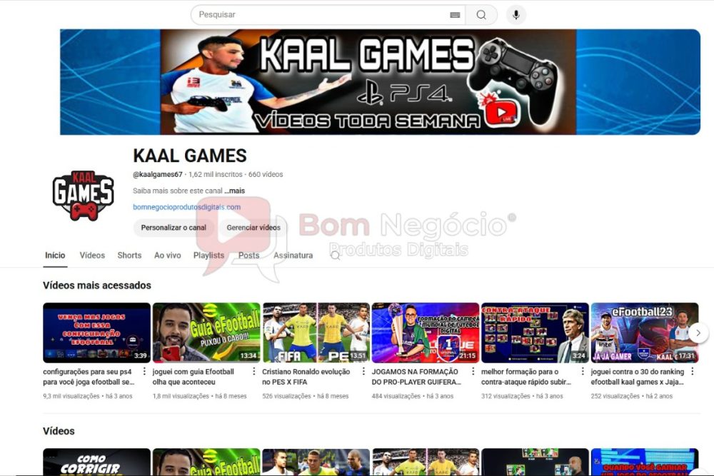 CANAL DO YOUTUBE DE 1K MONETIZADO - GAMES (COD-367)