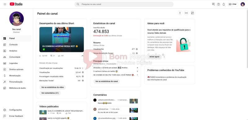 CANAL DO YOUTUBE DE 470K NÃO MONETIZADO - GAMES (COD-369) - Imagem 2
