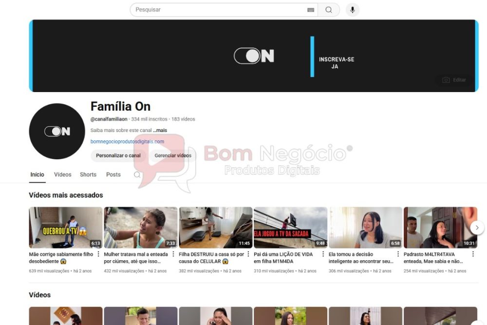 CANAL DO YOUTUBE DE 334K MONETIZADO - ENTRETENIMENTO (COD-370)