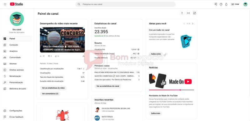 CANAL DO YOUTUBE DE 23K MONETIZADO - CONCURSOS (COD-372) - Imagem 2