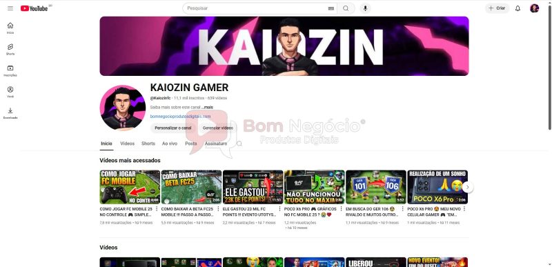 CANAL DO YOUTUBE DE 11K MONETIZADO - GAMES (COD-378)