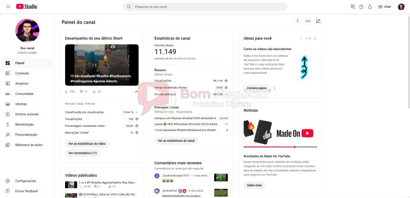 CANAL DO YOUTUBE DE 11K MONETIZADO - GAMES (COD-378) - Imagem 2