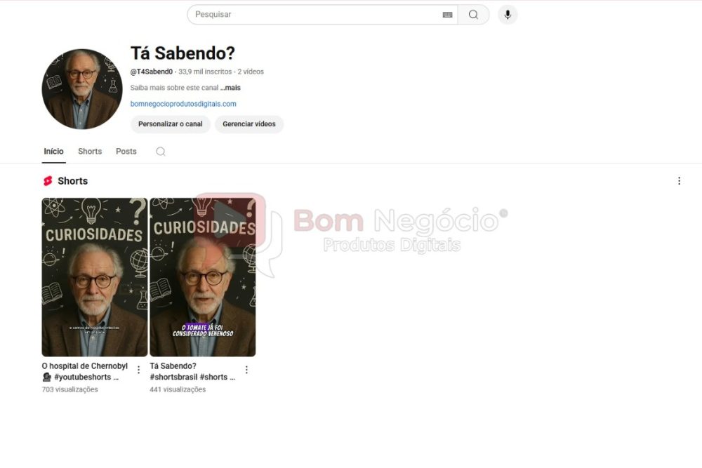 CANAL DO YOUTUBE DE 33K NÃO MONETIZADO - CURIOSIDADES (COD-379)