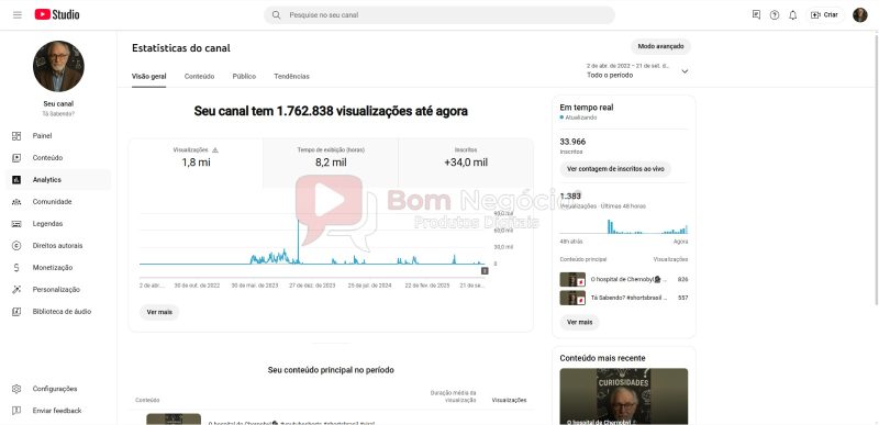 CANAL DO YOUTUBE DE 33K NÃO MONETIZADO - CURIOSIDADES (COD-379) - Imagem 3