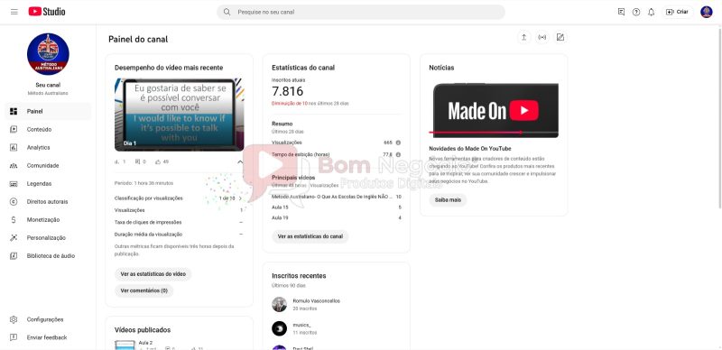 CANAL DO YOUTUBE DE 7K NÃO MONETIZADO - AULAS DE INGLÊS (COD-381) - Imagem 2