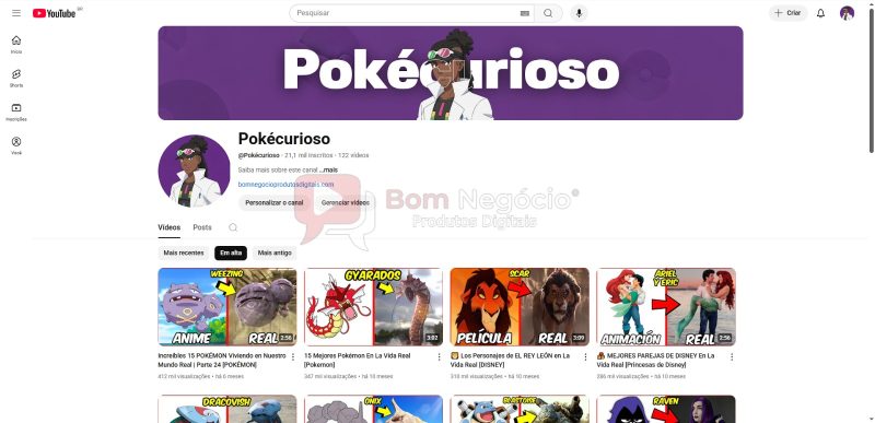 CANAL DO YOUTUBE DE 21K MONETIZADO - ANIMES (COD-382)