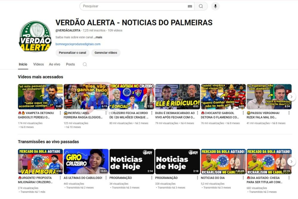 CANAL DO YOUTUBE DE 7K MONETIZADO - FUTEBOL (COD-387)