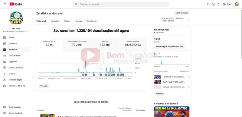 CANAL DO YOUTUBE DE 7K MONETIZADO - FUTEBOL (COD-387) - Imagem 4