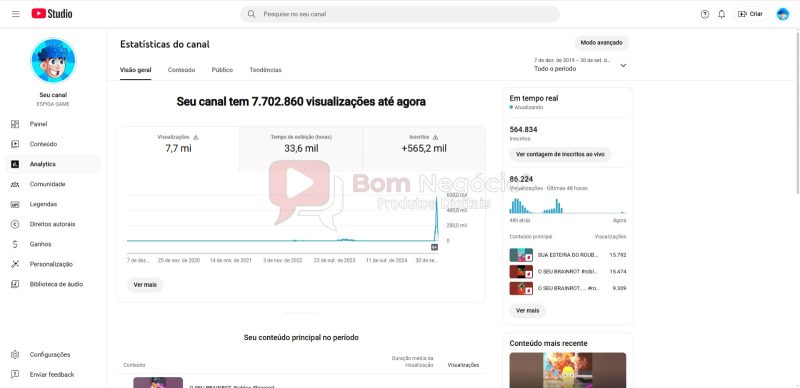 CANAL DO YOUTUBE DE 565K NÃO MONETIZADO - GAMES (COD-390) - Imagem 4