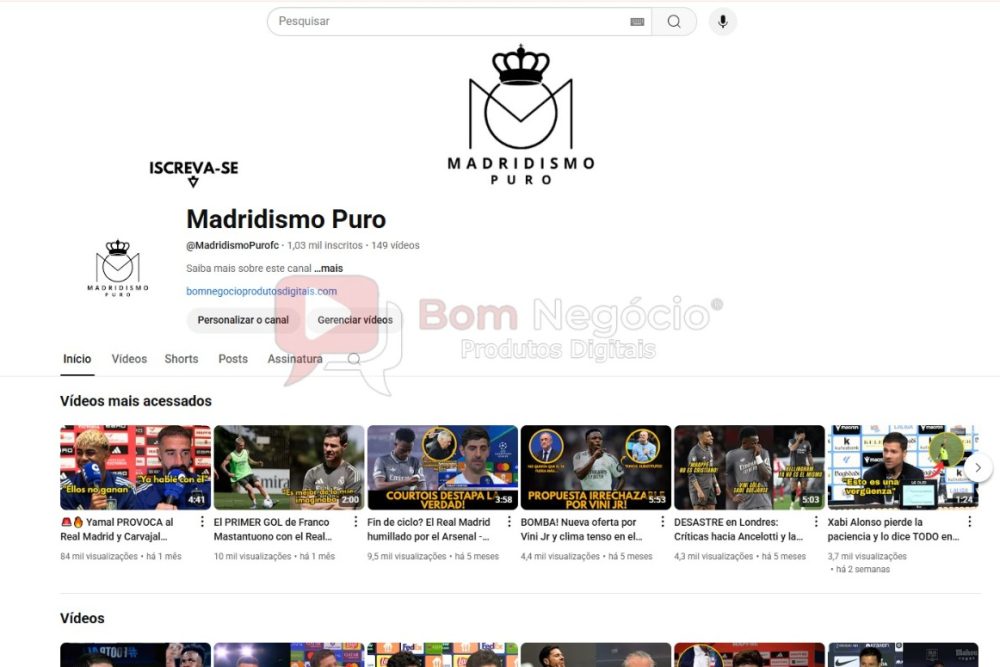CANAL DO YOUTUBE DE 1K MONETIZADO - FUTEBOL (COD-395)