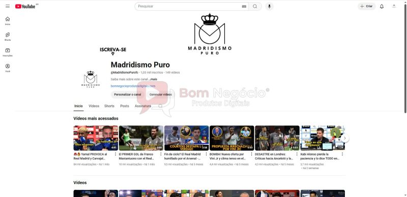 CANAL DO YOUTUBE DE 1K MONETIZADO - FUTEBOL (COD-395)