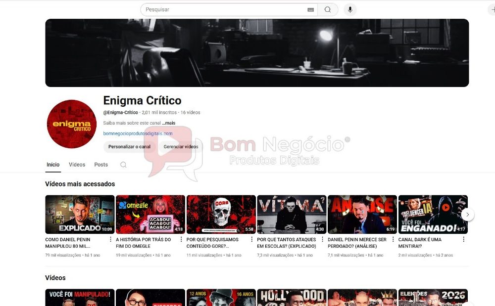 CANAL DO YOUTUBE DE 2K MONETIZADO - CURIOSIDADES (COD-396)