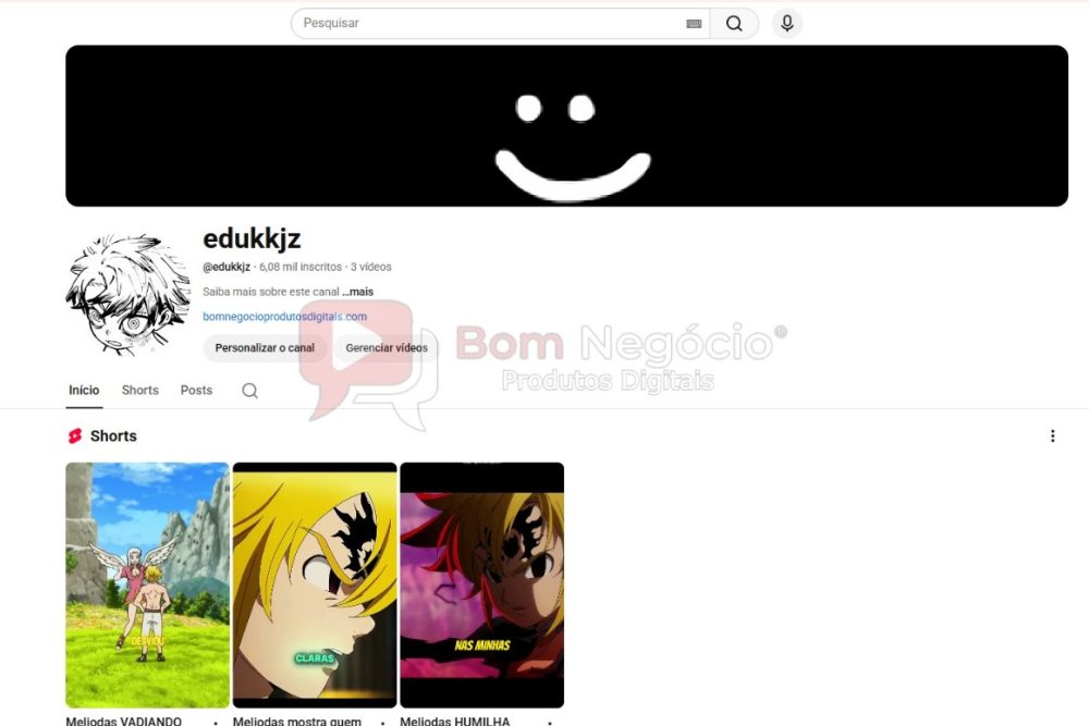 CANAL DO YOUTUBE DE 6K NÃO MONETIZADO - ANIMES (COD-399)