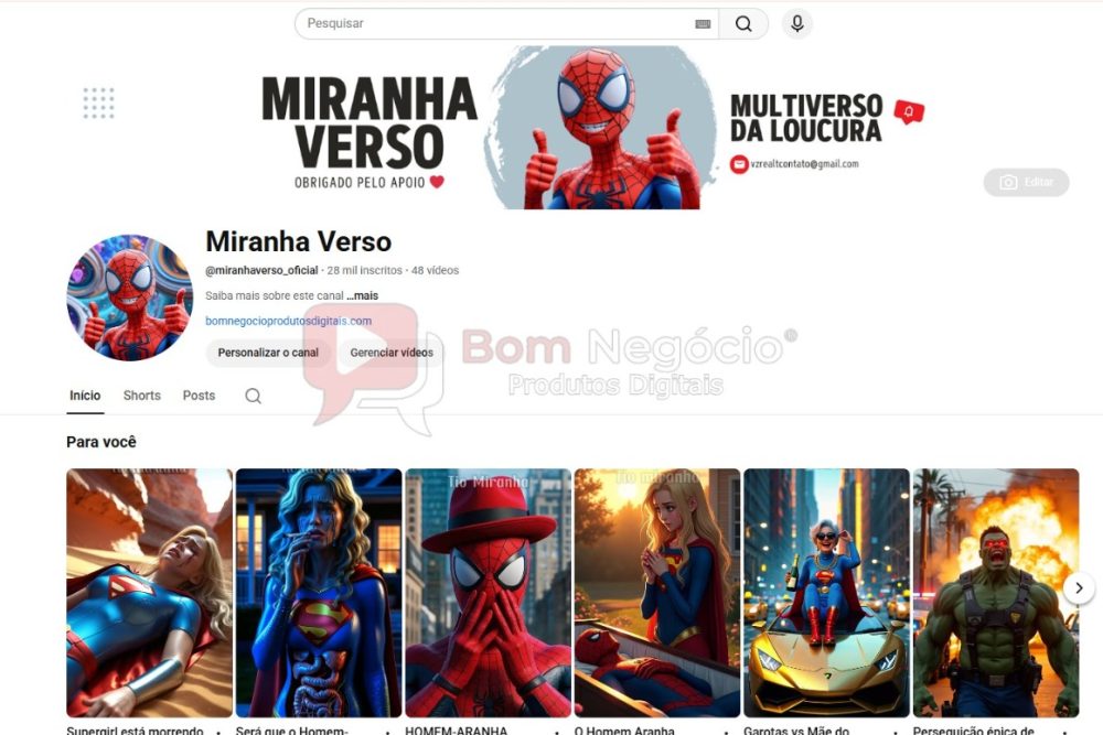 CANAL DO YOUTUBE DE 28K NÃO MONETIZADO - ANIMAÇÃO (COD-405)