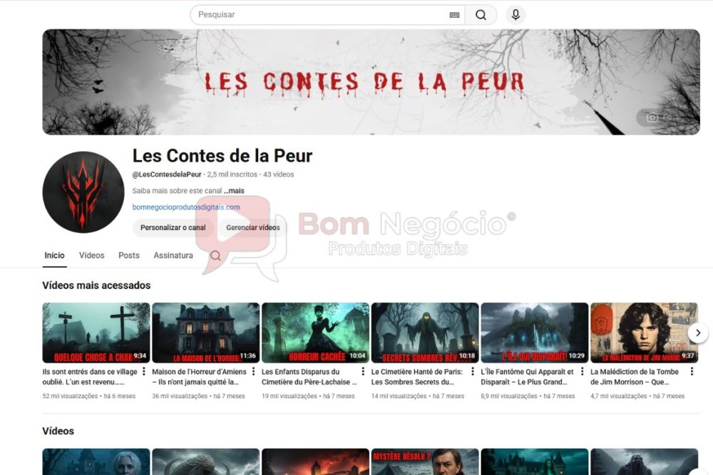 CANAL DO YOUTUBE DE 2K MONETIZADO - TERROR (COD-409)