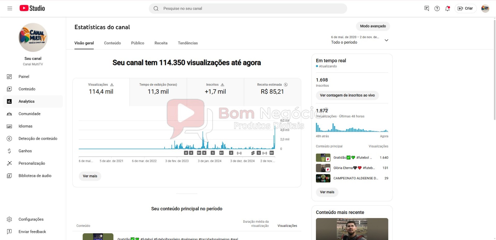 CANAL DO YOUTUBE DE 1K MONETIZADO - FUTEBOL (COD-411) - Imagem 3