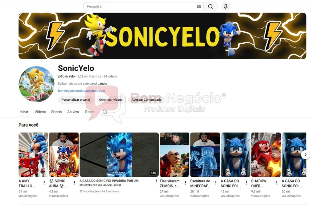 CANAL DO YOUTUBE DE 5K NÃO MONETIZADO - ANIMAÇÃO (COD-418)