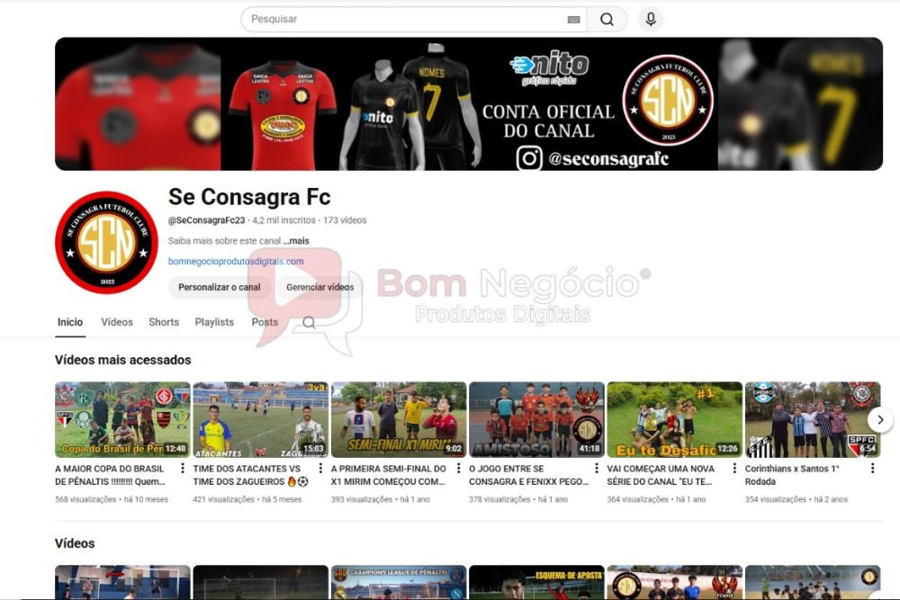 CANAL DO YOUTUBE DE 4K NÃO MONETIZADO - FUTEBOL (COD-415)