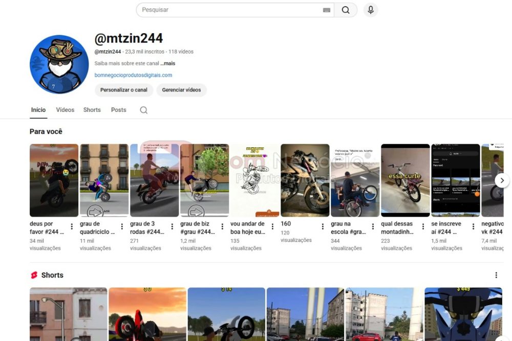 CANAL DO YOUTUBE DE 23K NÃO MONETIZADO - GAMES (COD-416)