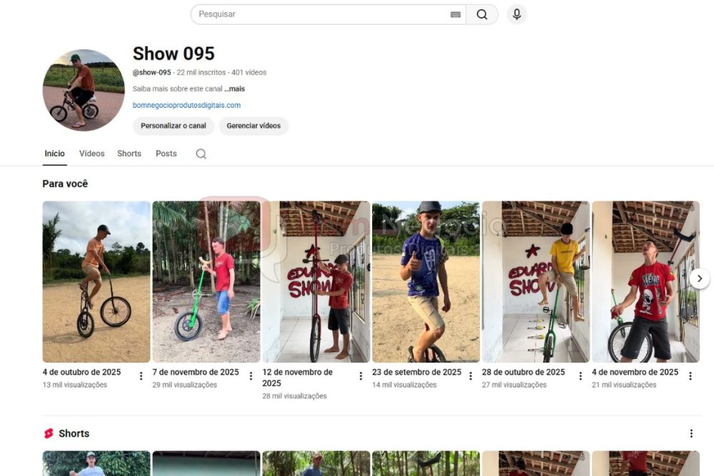 CANAL DO YOUTUBE DE 22K NÃO MONETIZADO - MANOBRAS (COD-419)