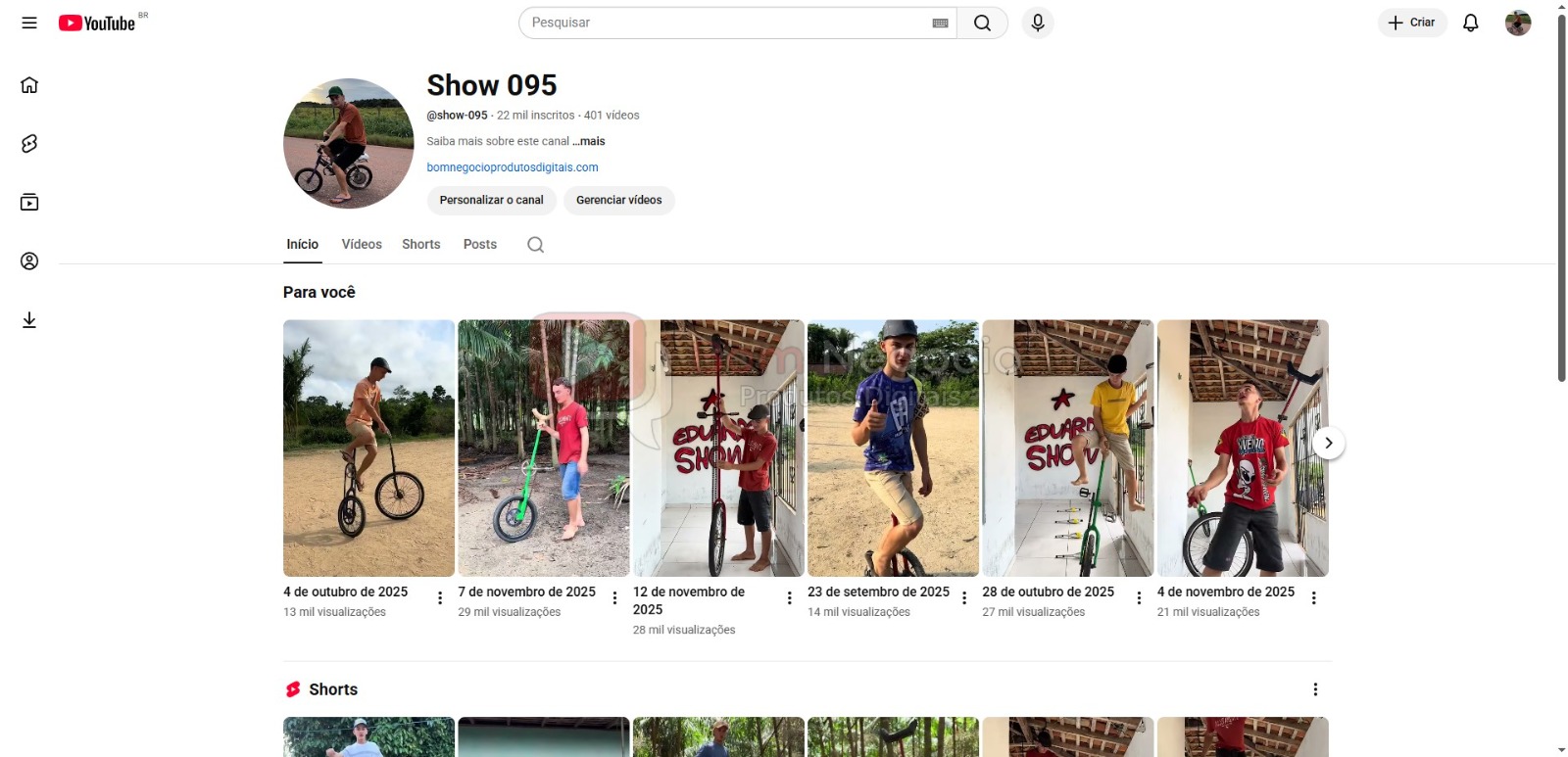 CANAL DO YOUTUBE DE 22K NÃO MONETIZADO - MANOBRAS (COD-419)