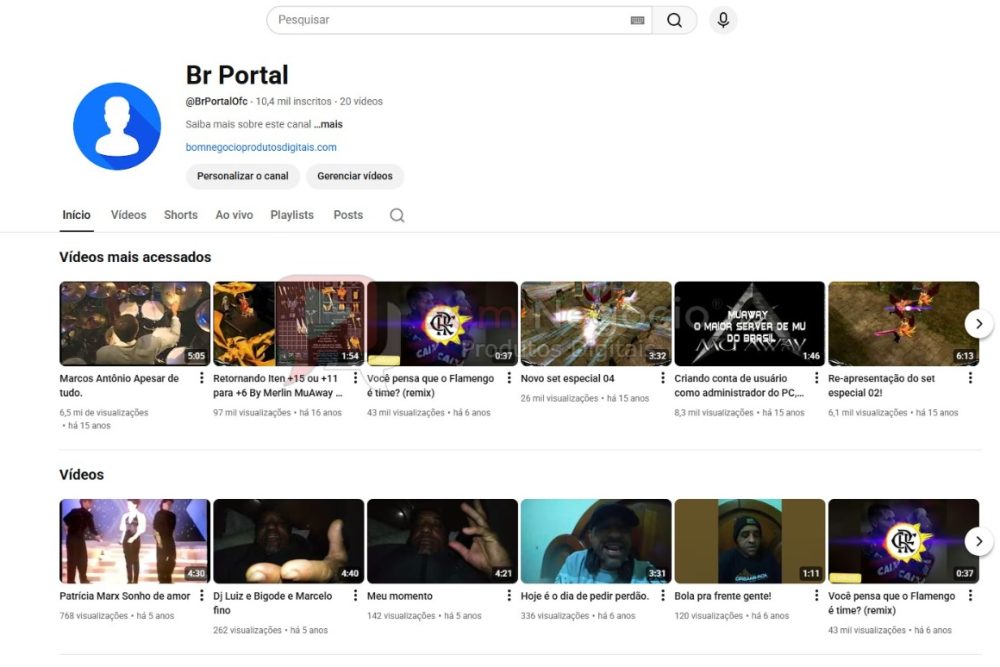 CANAL DO YOUTUBE DE 10K NÃO MONETIZADO - VARIAÇÃO (COD-423)