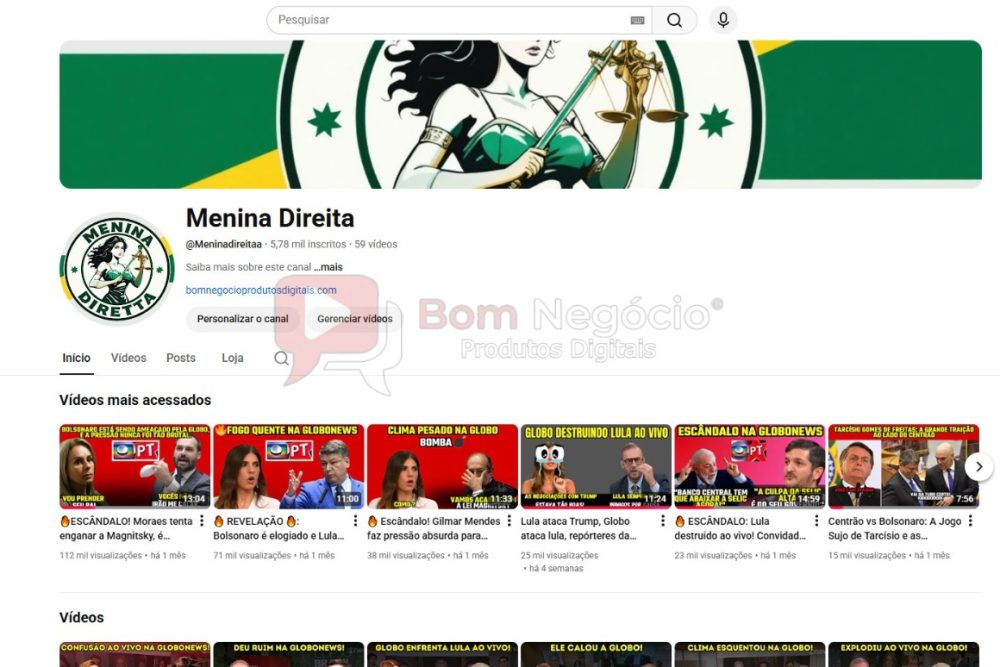 CANAL DO YOUTUBE DE 5K MONETIZADO - POLÍTICA (COD-424)