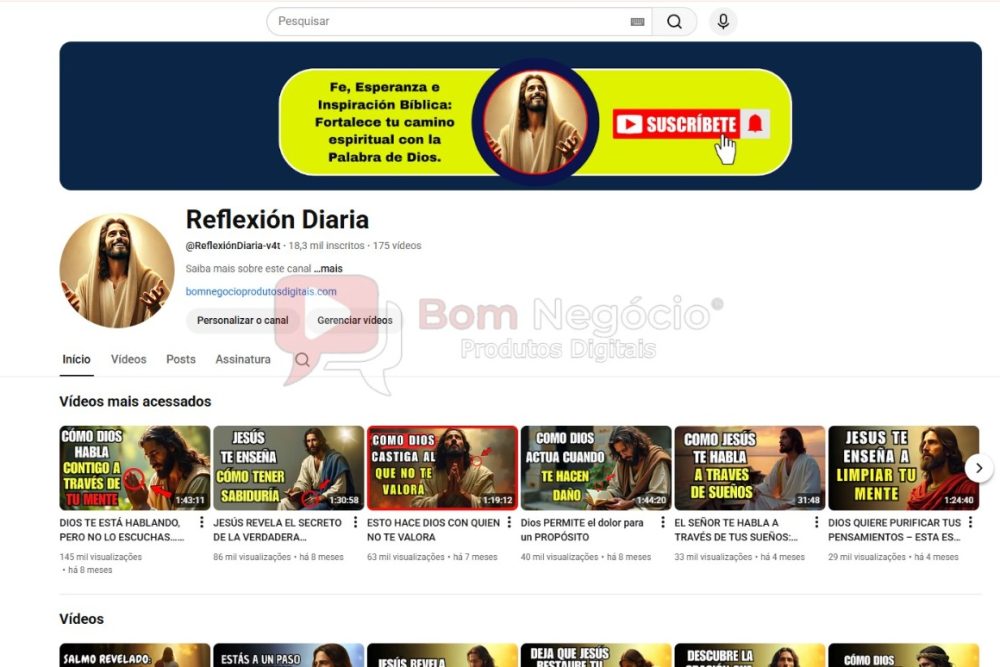CANAL DO YOUTUBE DE 18K MONETIZADO - RELIGIÃO (COD426)