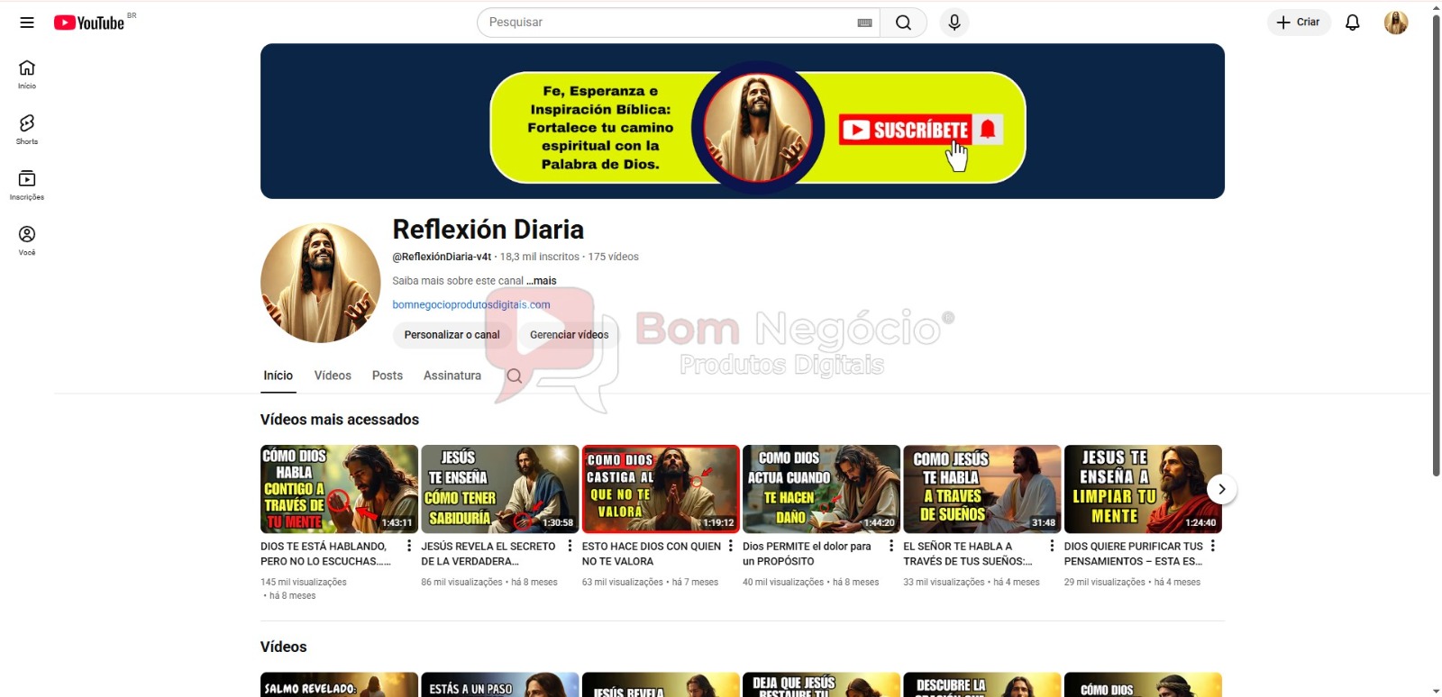 CANAL DO YOUTUBE DE 18K MONETIZADO - RELIGIÃO (COD426)