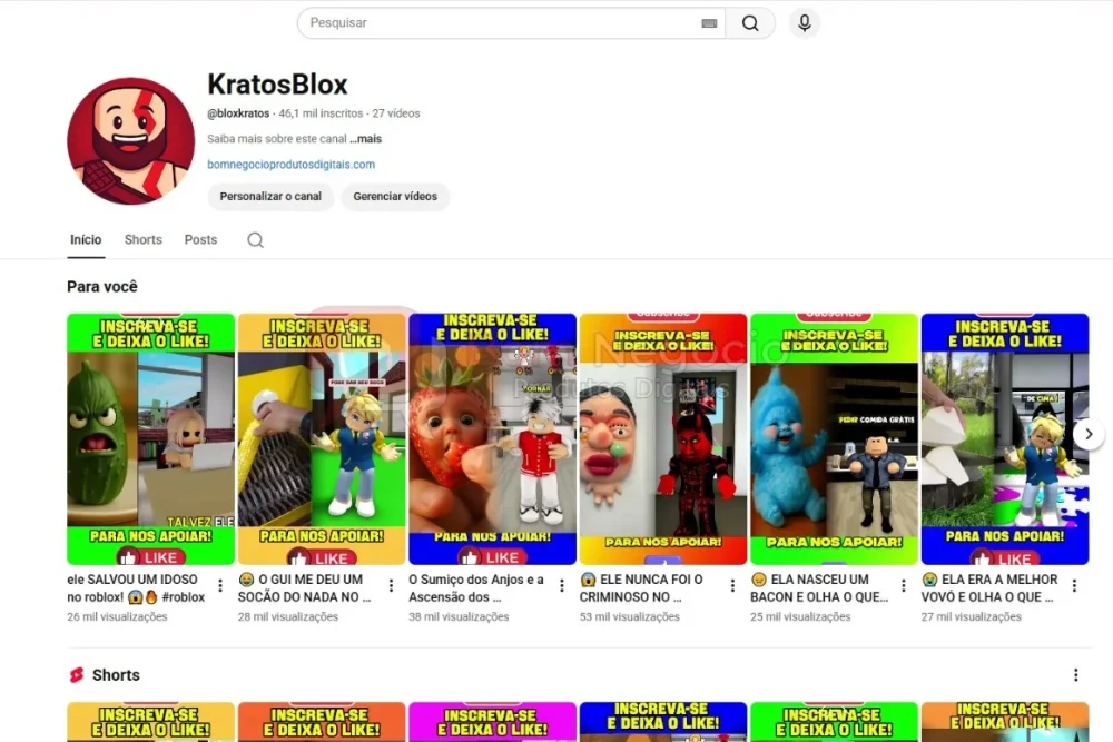 CANAL DO YOUTUBE DE 46K NÃO MONETIZADO - GAMES (COD-432)