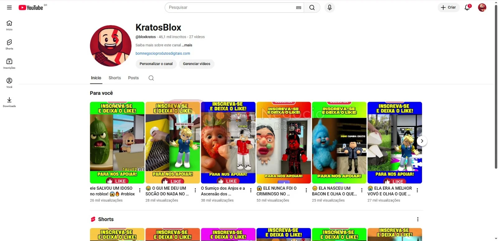 CANAL DO YOUTUBE DE 46K NÃO MONETIZADO - GAMES (COD-432)