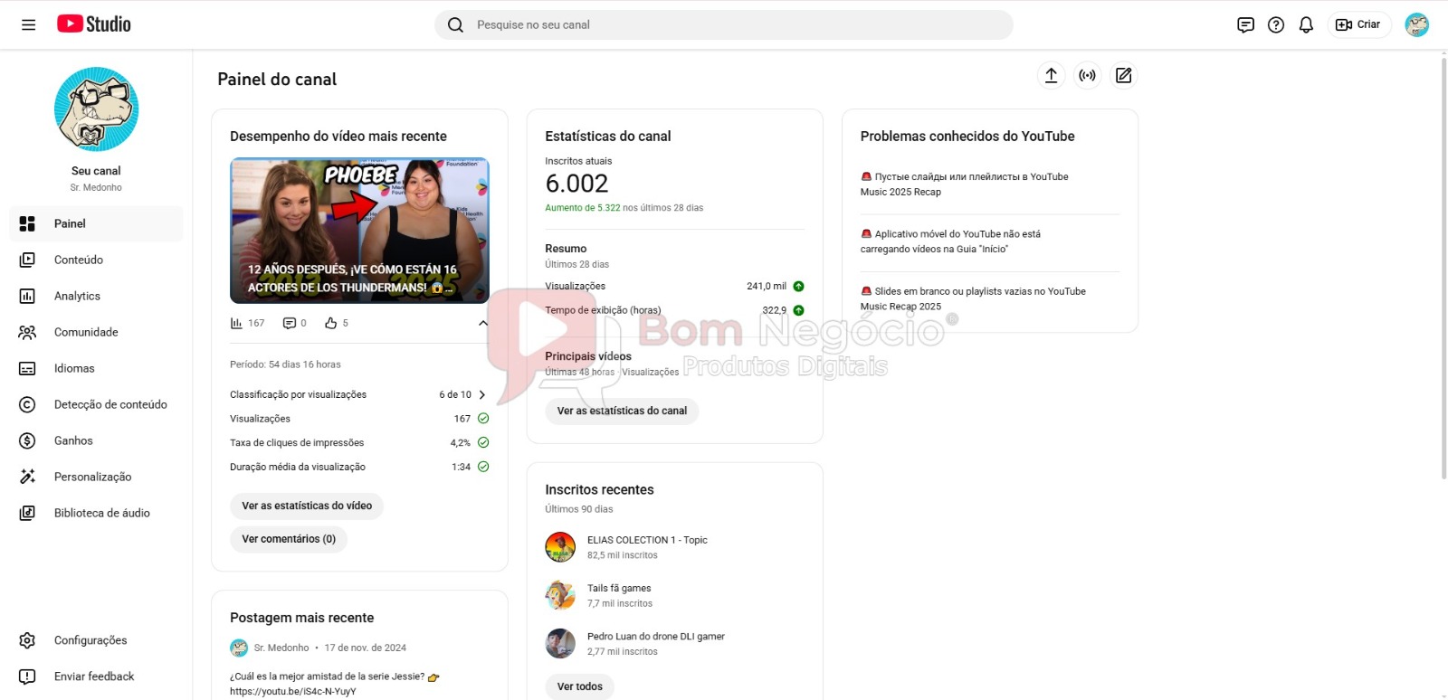 CANAL DO YOUTUBE DE 6K NÃO MONETIZADO - VARIAÇÃO (COD-443) - Imagem 2